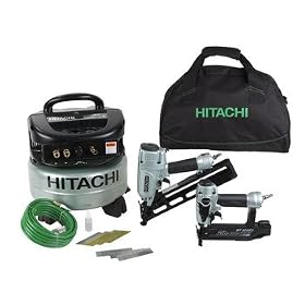 Hitachi KNT65APR 6 Gallon 1.1 HP Oil-Free Pancake Air Compressor Kit with NT50AE2 Brad Nailer and NT65MA4 Finish Nailer: Home Improvement