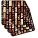 Retro 50s Humorous Island Tiki Brown Rust Tan on Black - Set Of 4 Coasters - Soft