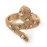 Matt Gold Textured Crystal Snake Ring
