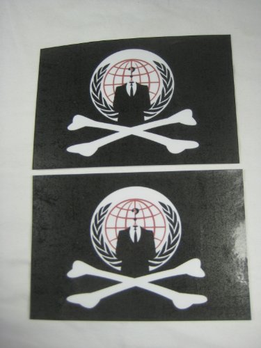 masks guy fawkes:Anonymous Pirate Bay crossbones decal sticker lot x 2 Guy Fawkes V mask