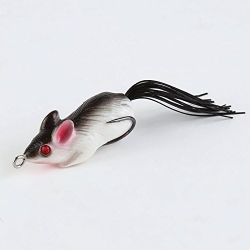 Lifelike Mouse Fishing Lure Double Hook Fishing Lures For Freshwater Soft Bait Fish Tackle Metal Spoon Fishhook (Black White)
