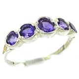 Solid English Sterling Silver Womens Amethyst Eternity Band Ring - Finger Sizes 5 to 12 Available