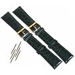 3 Pc Watch Band 19mm XL Crocodile Black Leather Set