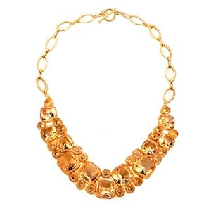 Pugster 18K Gold Topaz Yellow 2 row teardrop Chunky Bubble BIB Statement Fashion Necklace