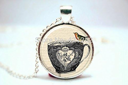 Pretty Lee 2015 Fashion Tea Cup Necklace Victorian Style Jewelry Glass Photo Cabochon Necklace Christmas gift