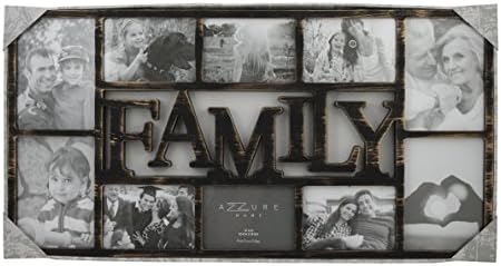 Family 10 Opening Collage Frame, 14.5 X 28.5-inch - Four 5 X 7-inch and Six 4 X 6-inch (Black/Gold)