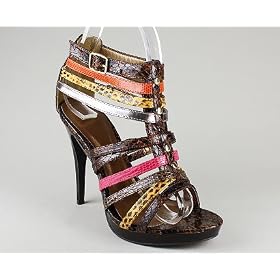 Multi Snake Print Gladiator Heel