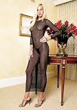 2PC Fishnet Long Sleeved Dress, Includes G-String