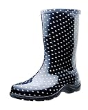 Sloggers 5013BP08 Rain and Garden Boots with All-Day-Comfort Insoles, Size 8, Black/White Polka Dot Print