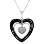 10k White Gold Black Onyx Heart Pendant, 18''