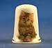 Porcelain China Collectable Thimble - Kitten with Wool Thread -- Free Gift Box