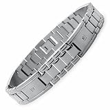 Titanium Link Bracelet High Polish with CZ 8.5