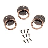 10個入り 小さな丸い金属製のハンドル 真鍮 取っ手 ドアノブ アンティーク レトロ調 赤ブロンズ