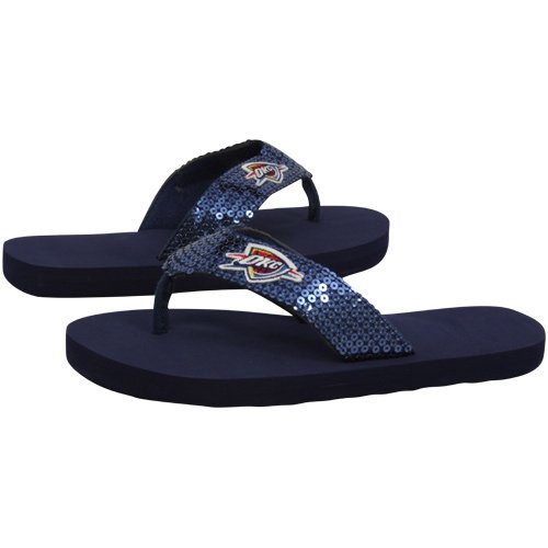 Oklahoma City Thunder Ladies Navy Blue Sequin Strap Flip Flops (5/6)