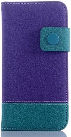 Business style Contrast Color Apple iPhone 6plus 5.5 Inches Hand Strap Wristlet Carrying Case Filio Flip Cover Magnent Closure Snowflake Print Pouch with Multiple ID Card Holders & Bulid in Stand (Purple)