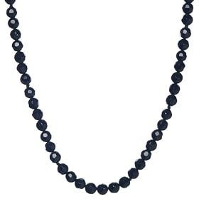 Sterling Silver 4mm Faceted Black Onyx Bead Necklace, 24" by Black Onyx Pendant
