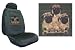 Car Truck SUV Pug Trio with Bone Dog Print Seat Covers 2 Charcoal Grey Universal Low Back with Head Rest Covers Vehicle Bucket Seatcovers