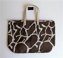 Murval of Paris Brown and White Tote with Giraffe Print