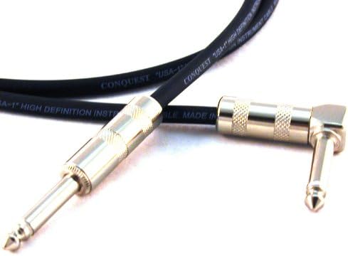 Conquest Sound HQA 10 Hi Definition 10-Foot Guitar/Instrument Cable1/4-Inch Straight to 1/4-Inch Right Angle Plugs