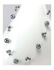 Tahiti (Dyed) Fresh Water Pearls Necklace In Zinc