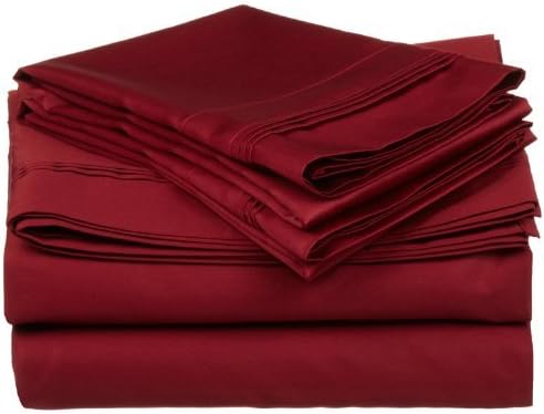 650 Thread Count Egyptian Cotton Solid Sheet Set Color: Burgundy, Size: Twin by Simple Luxury