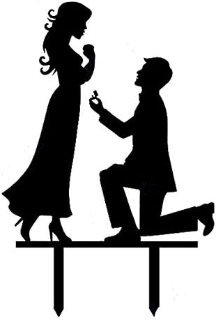 LingStar Bride and Groom Marriage Proposal Cake Topper,Unique Wedding Engagement Cake Decoration