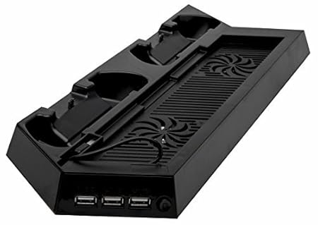 PS4 STAND - PlayStation 4 Accessories Vertical Space Saving Design with 2 Cooling Fans and PS4 Controller Charging Station for Two DualShock 4 Controllers Get Organized with The Battle Command Station
