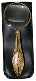 5X Magnifying Glass Gold Plating Deluxe Magnifier with Pouch