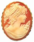 Reflection of Youth Cameo Brooch Italian 14k Gold Master Carved