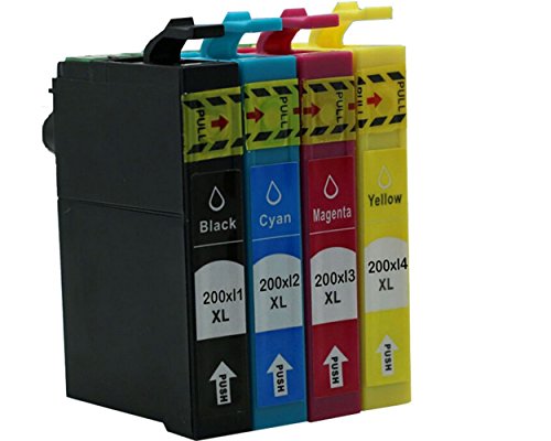 4INX Compatible Ink Cartridge Replacement for EPSON T200XL 4 pack (1 Black 1 Cyan 1 Magenta 1 Yellow)Compatible with WF-2520/2530/2540/2510, XP-100/200/300/400/410/310 Printers