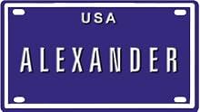 Alexander USA 2 1/4" X 4" Embossed Aluminum License Plate