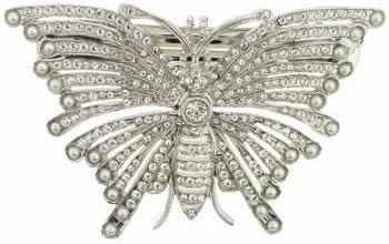 Linda Levinson - Butterfly Brooch Barrette with Pearls & Swarovski Crystals