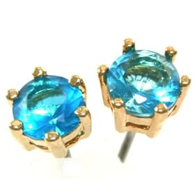 Gorgeous 24K Yellow Gold Layered (GL) Cubic Zirconia ROUND Stud Post Birthstone Earrings ~ You...