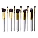 Unimeix 10 pcs Premium Synthetic Kabuki Makeup Brush Set Cosmetics Foundation Blending Blush Eyeliner Face Powder Brush Makeup Brush Kit (White Golden)