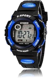 Sankuwen&reg; Waterproof Cool Mens Boy"s Digital LED Quartz Alarm Date Sports Wrist Watch (Blue)