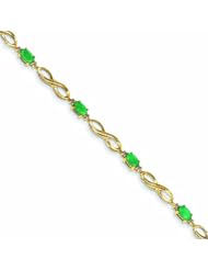 2.2 Carat 14K Gold Diamond and Emerald Bracelet