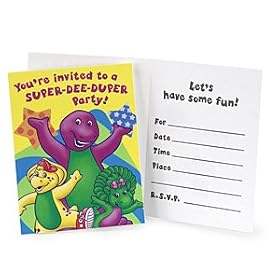 Click here to buy Party Supplies - Barney Dance Invitations (8) by Birthday Express.