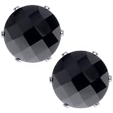 5.50 Ct Black Round Onyx Checkerboard Stud Earring 10Mm