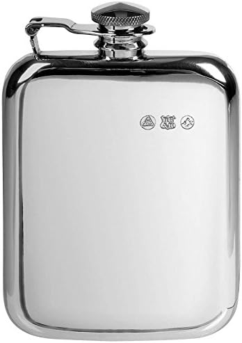 Silver 6oz Pewter Captive Top Hip Flask by Orton West