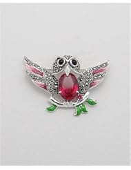 Owl Colored Enamel Brooch In 92.5 Sterling Silver