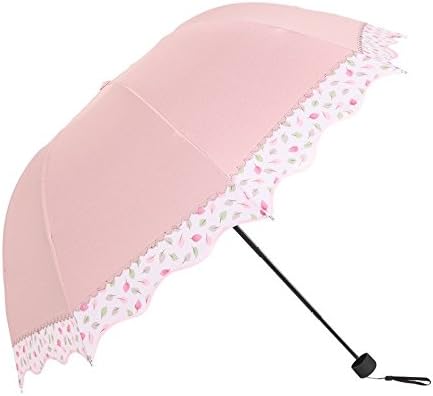 Tripod Compact Travel Umbrella - Manual Open / Close Folding Sun Umbrella UV Protection UPF 50+ - Compact Travel Rain Umbrella for Women
