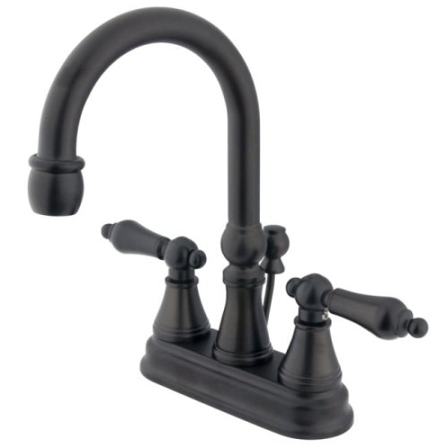 Kingston Brass KS2615AL Governor 4-Inch Centerset Lavatory Faucet with Brass Pop-Up with Metal lever handle, Oil Rubbed Bronze (Not CA/VT Compliant)