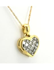18K Yellow Gold Diamond Heart Charm