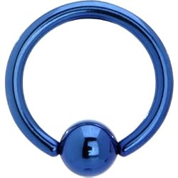 14 Gauge Blue Anodized Titanium Ball Captive Ring