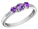 Three Stone Amethyst Ring with Diamonds 1/2 Carat (ctw) in 10K White Gold