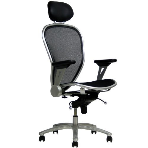 LexMod Sleek Mesh Office Chair with Headrest in Silver Frame