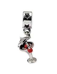 Sterling Silver s Enameled Martini Dangle Bead by Reflection Beads, Best Quality Free Gift Box Satisfaction Guaranteed