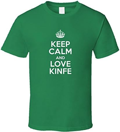 Kinfe Keep Calm and Love Parody Custom Name T Shirt M Irish Green