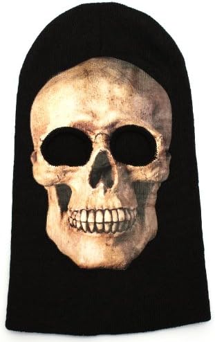 Melody Evil Satanic Skull Ghost Halloween Mask Black Seamless Knit Mask Skull Face Hooded Mask