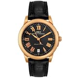 Mens Limited Edition 18K Solid Rose Gold Case Black Alligator Strap by Swiss
